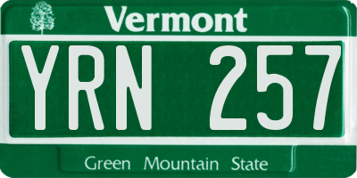 VT license plate YRN257