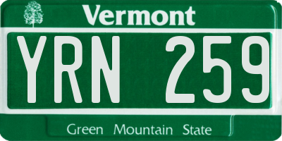 VT license plate YRN259