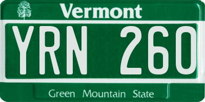 VT license plate YRN260