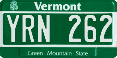 VT license plate YRN262