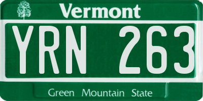 VT license plate YRN263