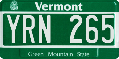 VT license plate YRN265