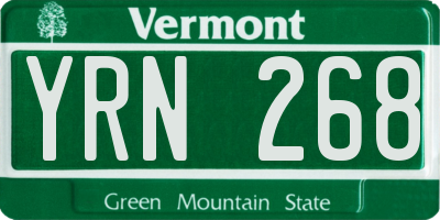 VT license plate YRN268