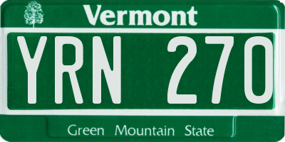 VT license plate YRN270
