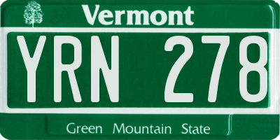 VT license plate YRN278