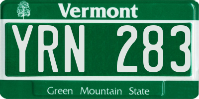 VT license plate YRN283