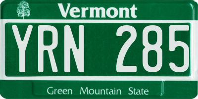 VT license plate YRN285