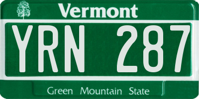 VT license plate YRN287