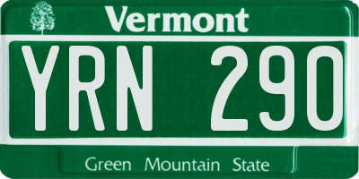 VT license plate YRN290