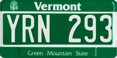VT license plate YRN293