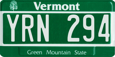 VT license plate YRN294