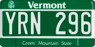 VT license plate YRN296