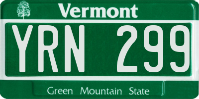 VT license plate YRN299