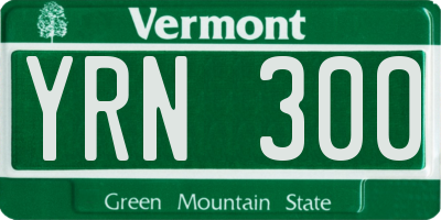 VT license plate YRN300