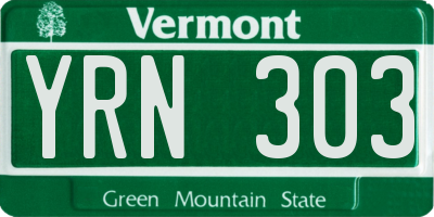 VT license plate YRN303