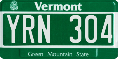 VT license plate YRN304