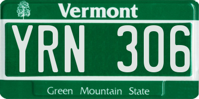 VT license plate YRN306