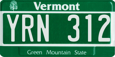 VT license plate YRN312