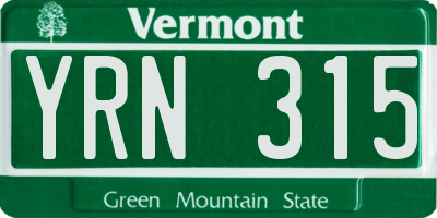 VT license plate YRN315