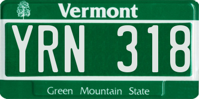 VT license plate YRN318
