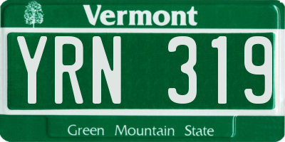 VT license plate YRN319