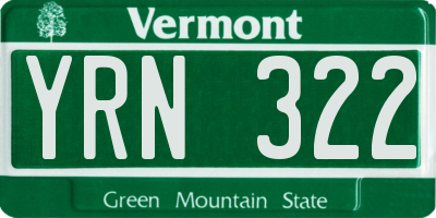 VT license plate YRN322