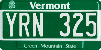 VT license plate YRN325