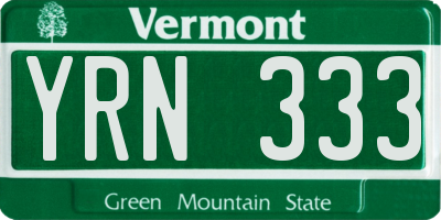 VT license plate YRN333