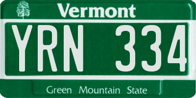 VT license plate YRN334
