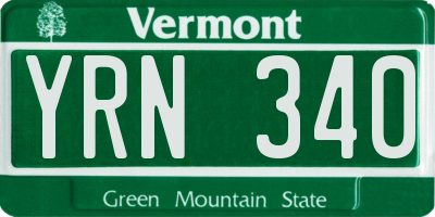 VT license plate YRN340