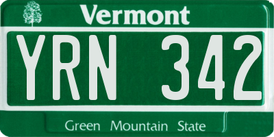 VT license plate YRN342