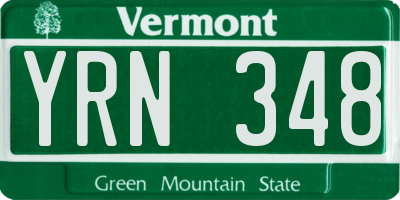 VT license plate YRN348