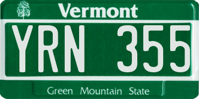 VT license plate YRN355