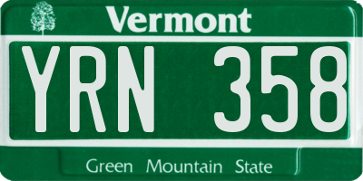 VT license plate YRN358
