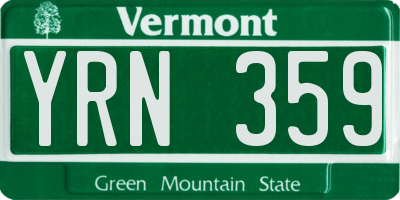 VT license plate YRN359
