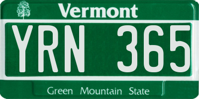 VT license plate YRN365