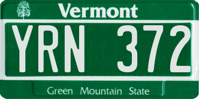 VT license plate YRN372