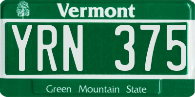 VT license plate YRN375