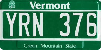 VT license plate YRN376
