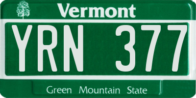 VT license plate YRN377