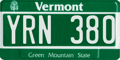 VT license plate YRN380