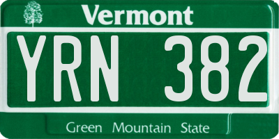 VT license plate YRN382