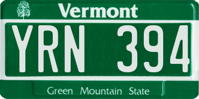 VT license plate YRN394
