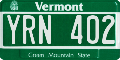 VT license plate YRN402