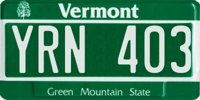 VT license plate YRN403