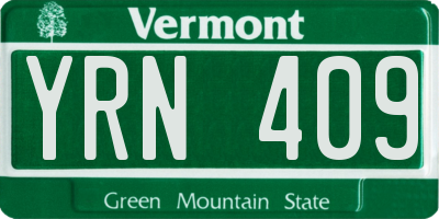 VT license plate YRN409
