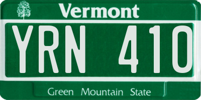VT license plate YRN410