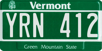 VT license plate YRN412