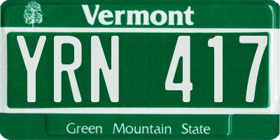 VT license plate YRN417