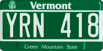 VT license plate YRN418